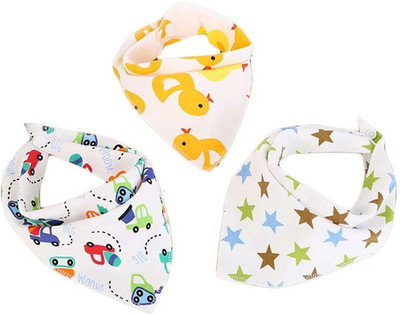 Justlist 3 Pc Cotton Soft Double Layer Adjustable Feeding Baby Bib(Multicolor)