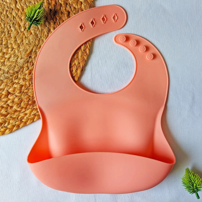 ESSENSI Soft Silicone Baby Bib - Waterproof, Easy Clean, for Toddlers & Infants(Fresh Peach)