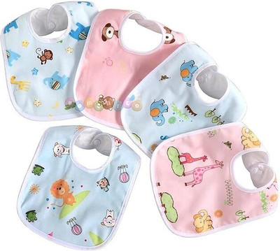 smilykid Double Layered Waterproof Bibs Pack Of 5(PINK & BLUE)