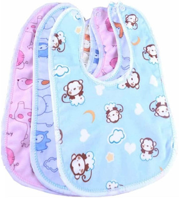 Wagwanfly Baby Button Bibs Apron for Feeding and Drooling Cute Animated Print with Button(Multicolor-1)
