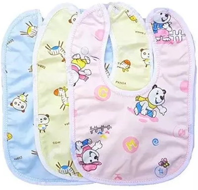 DYNOSTORE Baby Button Bibs/Apron Cute Overall Print with Tich Button(Multicolor)