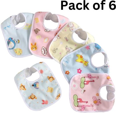 HytroMyk baby bib Super Soft Cotton Daily Use,Velcro bibs for baby appron(Multicolor-Pack of 6)