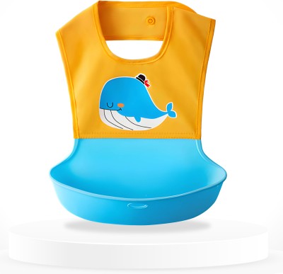 Bembika Baby Feeding Bib Silicone Tableware Waterproof, Washable Lightweight For Baby(Yellow)