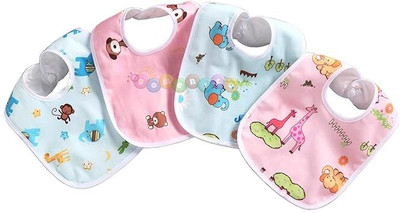 Vadhavan Water Resistant-Premium Super Quality Soft Cotton Daily Use Button bibs (4 BIBS)(2 PINK & 2 BLUE)