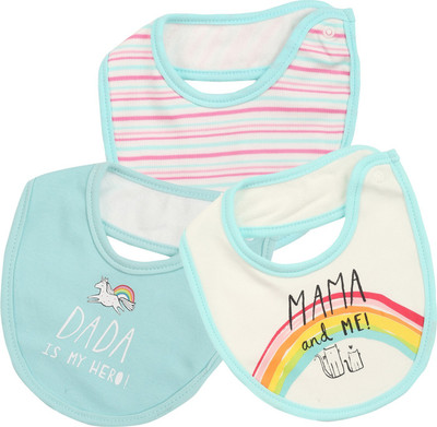 Baby Moo Unicorns And Rainbows Multicolour 3 Pk Bibs(Multicolor)