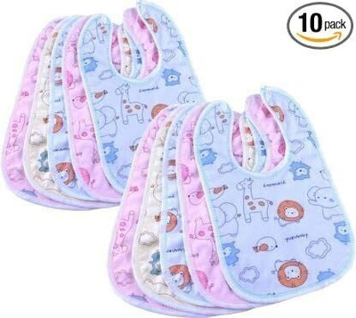 smilykid Waterproof Apron Super Soft Cotton Daily Use Feeding Bib (Set of 10)(Multicolor)
