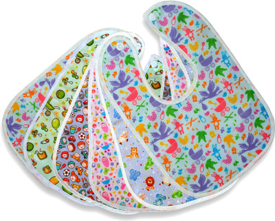 Honey Boo Waterproof Baby bib for Feeding and Drooling Cute Print with Button (Pack of 6)(Multicolor)