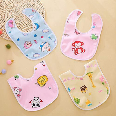 Little Bloom Waterproof Apron Super Soft Cotton Daily Use Feeding Bib (Set of 4)(Multicolor)
