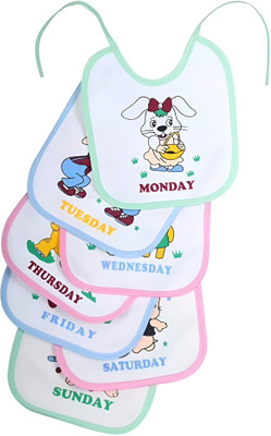 VIKCON New Born Baby Beautiful Printed 7 Days Bib pack based on the theme of weekdays(Multicolor)