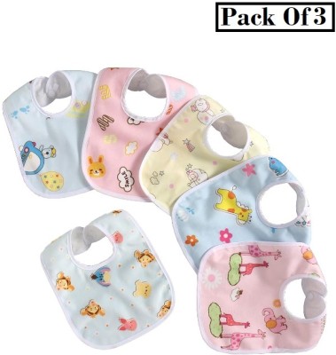 Buyer Choice 3 Waterproof Super Soft Cotton Daily Use Feeding Bibs Stylish Trendy Fashionable(Baby Soft Feeding Bibs/Multi Print with Tich Button)