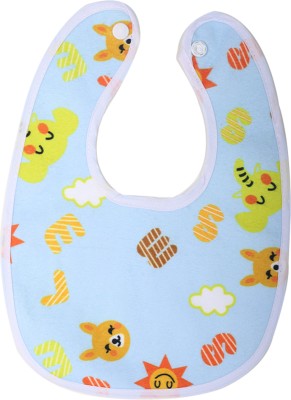 FAIRBIZPS Baby Bibs Waterproof Printed Baby Bibs Apron with Button (Set of 5)(Blue)