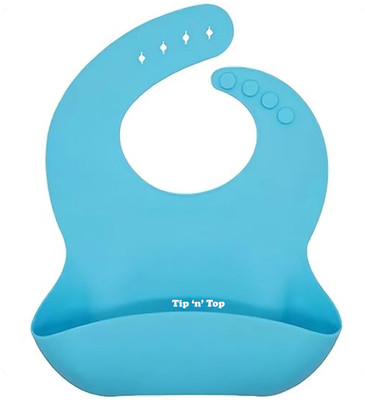 Tip 'n' Top SIlicon Baby Feeding Bibs Reusable and Size Adjustable, WaterProof(Multicolor)