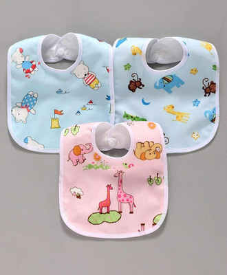 Mojo Galerie Waterproof Multicolor Cartoons Character & Cottony Soft Tich Button Bibs for Baby (Pack of 3)(Multicolors, Pack of 3)