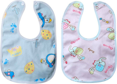 VrindaAccess Newborn Baby Cotton Bibs – Quick Dry & Washable Infant Feeding Bibs(Blue, Pink)
