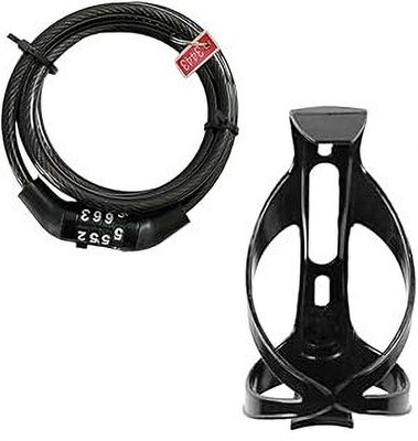 FCC RACING Cycle Bottle Holder for Bottle (Plastic) & 4 Digit Password Number Cable Lock Bicycle Bottle Holder