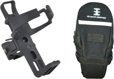 FCC RACING Bicycle Adjustable Bottle Cage Holder & Saddle Bag Combo Polyester Saddle Bag & Bicycle Bottle Holder