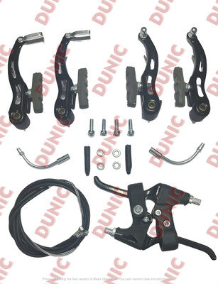 DUNIC DU V-BRAKE SET WITH GREY-B/S LEVER+KIT+CABLE Bicycle Brake Disk