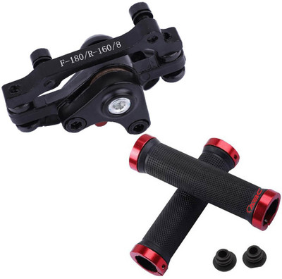 NSV cycle handle Grip with Bicycle Rear Mechanical Calipers F180/R160 Disc Brake Bicycle Brake Disk(180 mm)