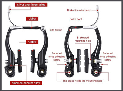 vyzoe Bicycle-Cycling V Brake Set Alloy Front Rear Brake Bicycle Brake Disk
