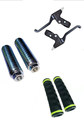 PESKY Bicycle Black clutch Handle Grip with foot rest combo of 3 Bicycle Brake Disk