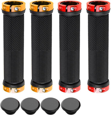 NSV 2 Set of Bicycle Handle Grips Double Lock Non-slip Rubber MTB Bicycle Handle Grip(12 cm)