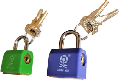 Mystte Small Size Padlocks for Securing Luggage Multi-color Pack of 2 Cycle Lock