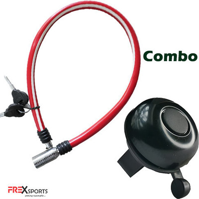 FrxSport Combo of Round Key Extra Safe Cycle lock, Helmet Lock & Loud Cycle Bell Cycle Lock