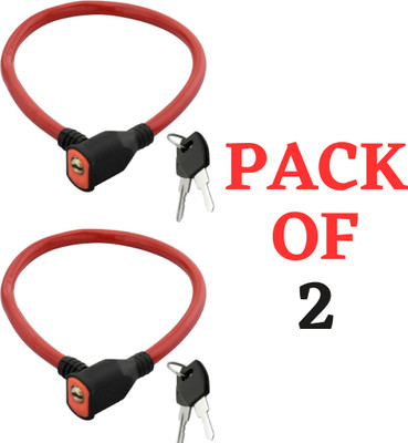 KONIO Steel Cable Lock Anti Theft Push Lock For Multipurpose Uses with 3 Keys (Red). Cycle Lock