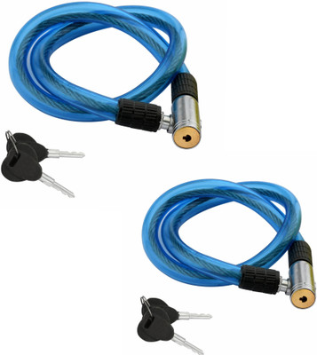 Bergo Cable Lock for Cycles, Bikes, Helmets or Scooters Blue Colour Pack of 2 Cycle Lock