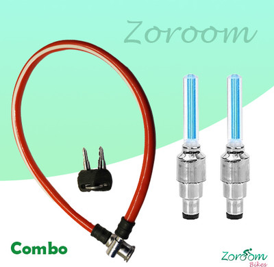 Zoroom Combo 71 Anti-Theft Cycle Cable Lock & Tire Valve Light Cycle Lock