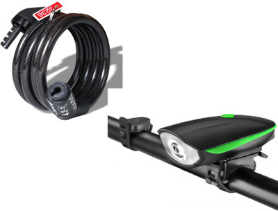 Khargadham Combo of Resettable Cycle Fix Number Lock & Speaker Biycycle Horn Light Cycle Lock