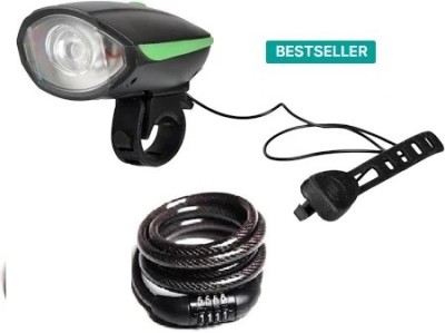 Orld Premium Quality Cycle Front Light and Horn with Heavy cable number lock Combo*/ Cycle Lock