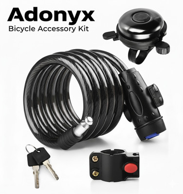 ADONYX Cycle Bell With Bike Cable Locks with 2 Keys, Weatherproof Heavy Duty Cycle Lock