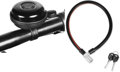 Afpin Combo of Cycle Cross Key Lock (with 2 keys) and Bell - Steel Wire Cable Lock Cycle Lock