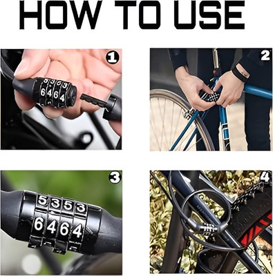 BikeFashionMart Cycle Wire Lock(Numerical)Black-LA Cycle Lock