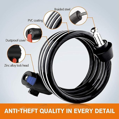 Orld Premium Quality Cycle Lock Heavy Cycle Lock for Bicycle with 2 Key & Mount*+++ Cycle Lock