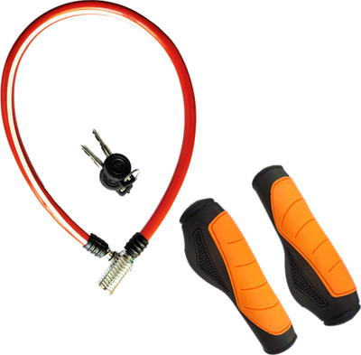 Zoroom Combo Cycle Lock & Premium Hand Grip for Cycle (Multi color) Cycle Lock