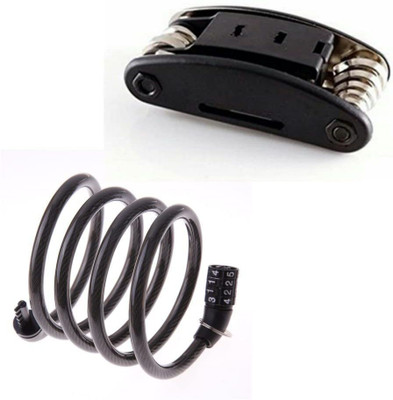 AmazingGadgets Combo Pack Of Cycle Number Lock & Universal Tool Kit Cycle Lock