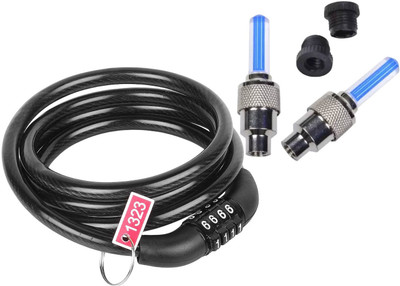 NSV Bicycle Wire Number Lock With Tyer Valve Blue Light Cycle Lock