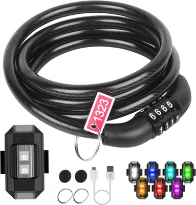 Rahidhay Flexible Cycle Lock with 7 Modes Helmet light Combo Cycle Lock