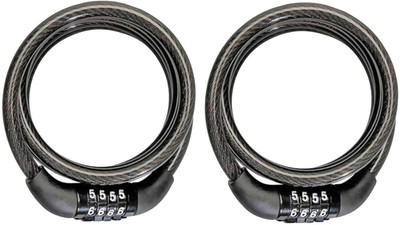 M MOD CON Pack of 2 -4 Letters Number Lock Combination Coiled Bike Steel Cable Cycle Lock
