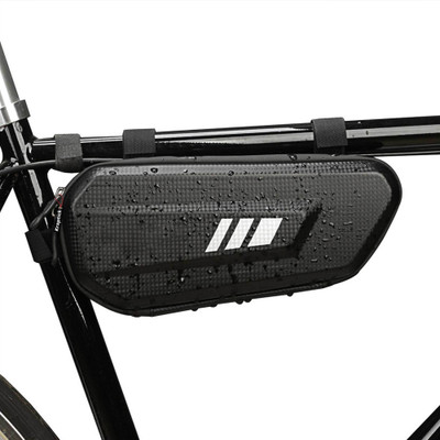 KRAPTICK PU Leather Waterproof Hard Shell cycle Tube Frame Bag: Triangle Storage Bag Black/ Bicycle Phone Holder