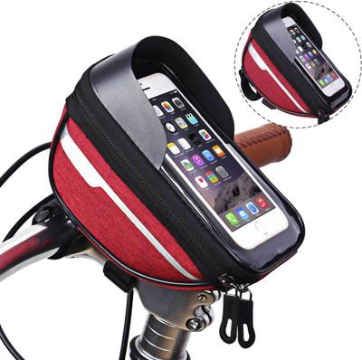 KRAPTICK Waterproof Cycle Bicycle Front Frame Bag for Mobile Phone Under 6.5 inches {Black} Bicycle Phone Holder