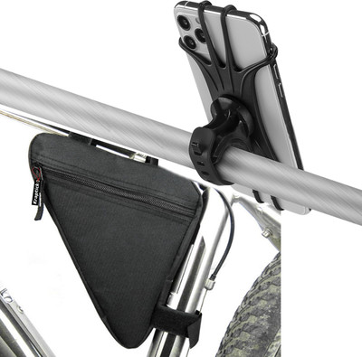 KRAPTICK Waterproof Cycle Frame Bag, Cycle Triangle Bag with 360* Degree Rotatable Bicycle Phone Holder