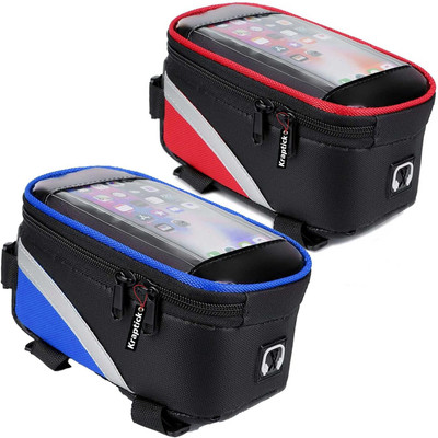 KRAPTICK Waterproof Cycle Front Frame Bag, Cycle Storage Pouch (Combo Of- Red & Blue) Bicycle Phone Holder