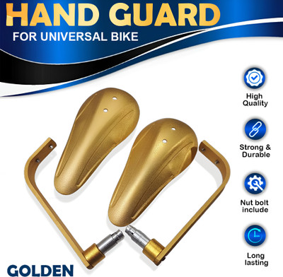 ASRYD Motorcycle Clutch Guard Hand Protect Safety Guard Gold Handlebar Hand Guard(Universal For Bike)