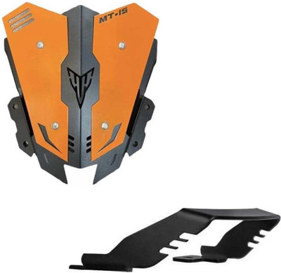 way2gmart MT15 Metal Heavy Visor Orange/Black Colour with MT15 Black backrest Bike Fairing Kit