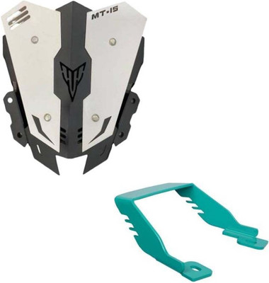 way2gmart MT15 Metal Heavy Visor White/Black Colour with MT15 Skyblue backrest Bike Fairing Kit