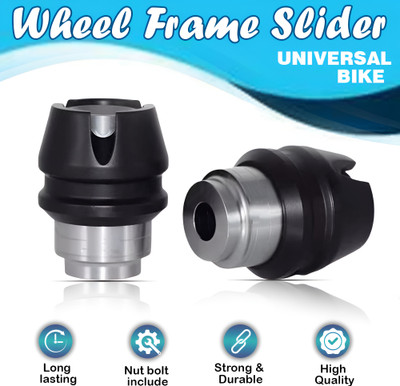 ASRYD Universal Motorcycle Front Fork Slider Wheel Frame Slider Axle Protector Silver Bike Crash Guard(Universal For Bike)