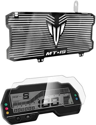 Vagary Combo of Black Radiator Grill With Screen Protector for MT 15 Bike Crash Guard(Yamaha)
